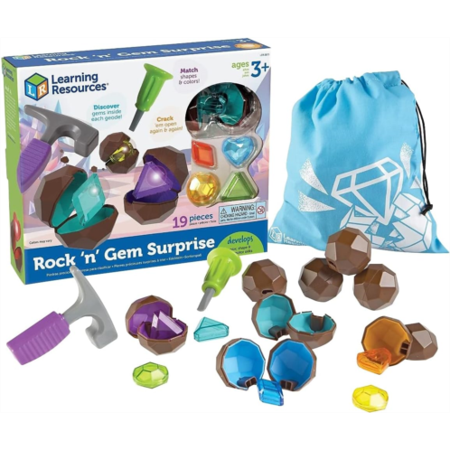 Learning Resources Rock n Gem Surprise, Sorting, Matching & Counting Skills Activity Set, Early STEM, 19 Pieces, Ages 3+