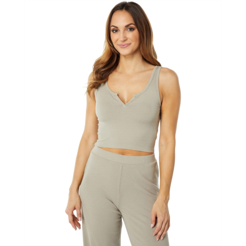 Bobi Los Angeles Split-Neck Cropped Tank in Modal Wide Rib