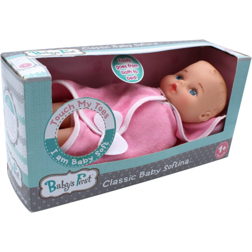 Babys First Bathtime with Softina Pink Toy Doll, Lifelike Features, Machine Washable, for Ages 1+