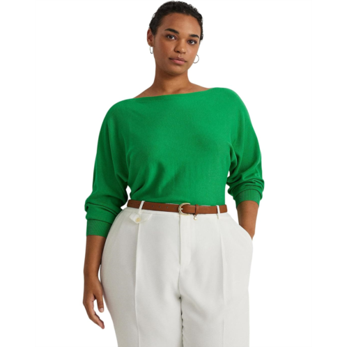 POLO Ralph Lauren Womens LAUREN Ralph Lauren Plus-Size Cotton-Blend Dolman-Sleeve Sweater