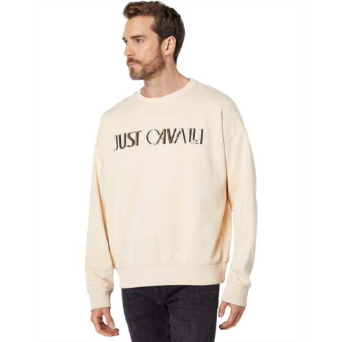 Just Cavalli Soho Crew Neck Sweatshirt with Palm Spring Logo Print
