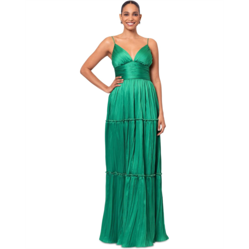 Womens Betsy & Adam Long pleared bodre gown