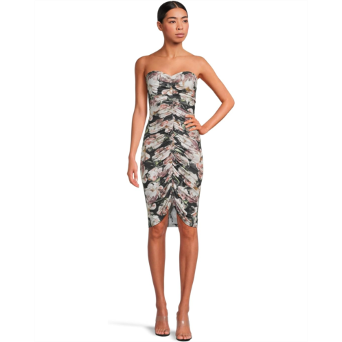 Womens Norma Kamali Strapless Shirred Front Dress To Knee