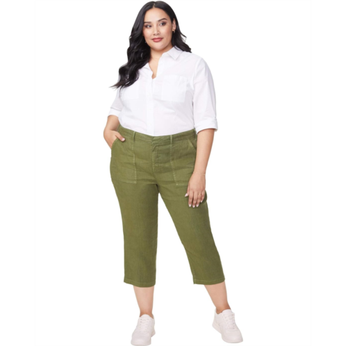 NYDJ Plus Size Plus Size Utility Pants in Stretch Linen in Olivine