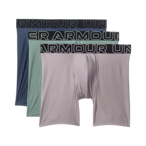 Mens Under Armour 3-Pack Performance Tech Solid 6 Boxer Briefs