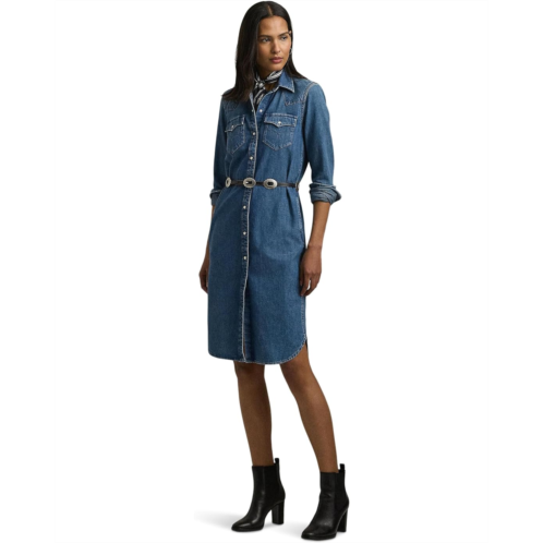 POLO RALPH LAUREN Womens LAUREN Ralph Lauren Belted Denim Shirtdress