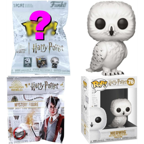 Funko Journey to Hogwarts Harry Potter Pop! Hedwig Figure Hanger Bundled withSnow Owl & Bitty Pop Character Blind Bag + Mini Wizard 3 Items