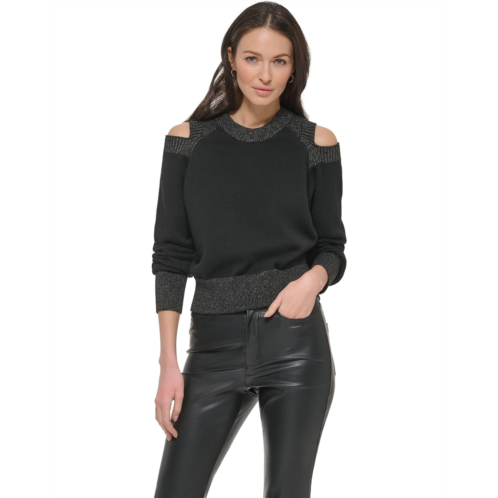 Womens DKNY Long Sleeve Cutout Shoulder Sweater