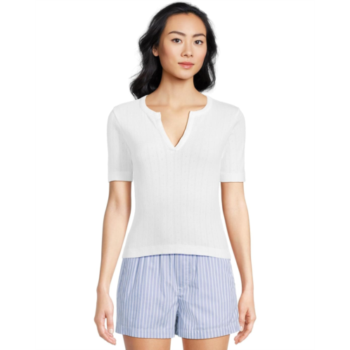 Womens Madewell Pointelle Crew Neck Tee