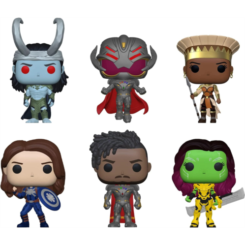 Funko Pop! Marvel What If Set of 6 - Captain Carter Stealth Suit, Infinity Killmonger, Gamora with Blade of Thanos, Queen General Ramonda, Inifinity Ultron and Frost Giant Loki