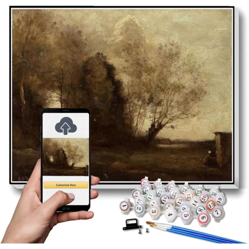 Hhydzq DIY Painting Kits for Adults?Peasant Girl Near A Cabin Painting by Camille Corot Arts Craft for Home Wall Decor