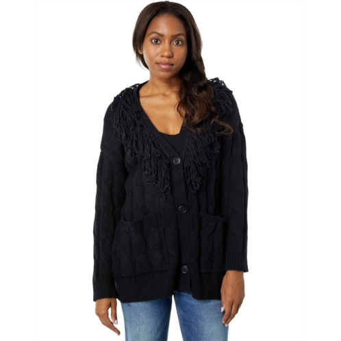 Max Studio Button-Up Fringe Cardigan Sweater