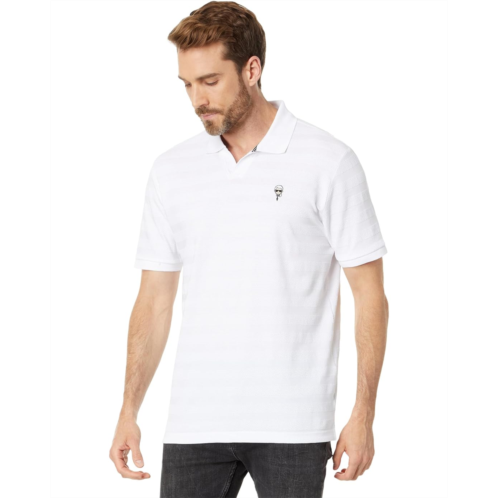 Mens Karl Lagerfeld Paris Textured Johnny Collar Polo with Kocktail Karl Patch