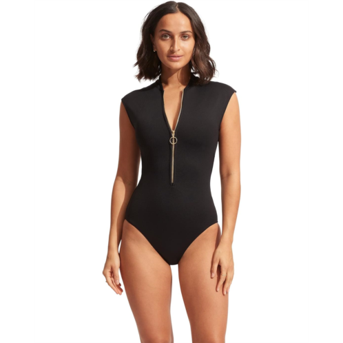 Womens Seafolly Seafolly Collective Zip Front One-Piece