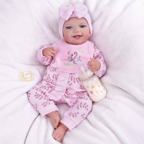 BABESIDE Lifelike Reborn Baby Dolls - Leen, 20-Inch Soft Body Realistic-Newborn Baby Sweet Smile Real Life Baby Dolls Girl with Toy Accessories Gift Set for Kids Age 3+ & Collectio
