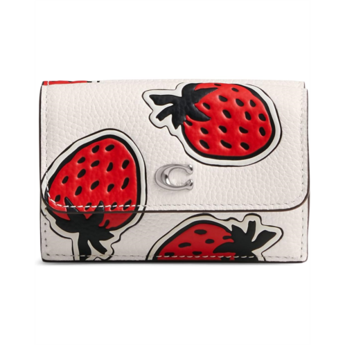 COACH Essential Mini Trifold Wallet with Strawberry Print