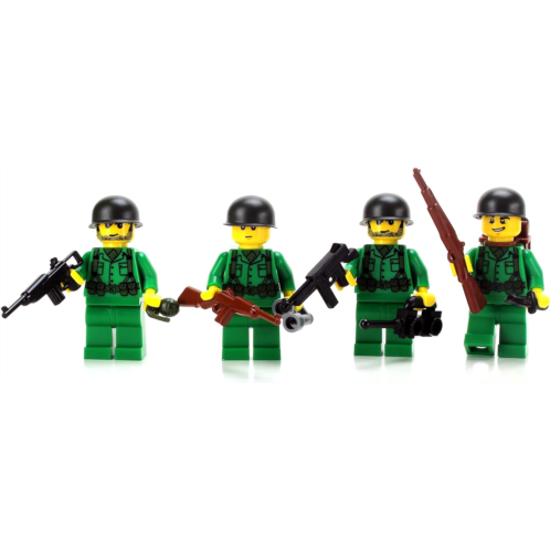 Battle Brick Collectible US Army WW2 Soldiers Complete Squad Custom Minifigures Printed in The USA Genuine Military Minifig 1.6 Inches Tall Great Gift for Ages 8+ to Adult AFOL