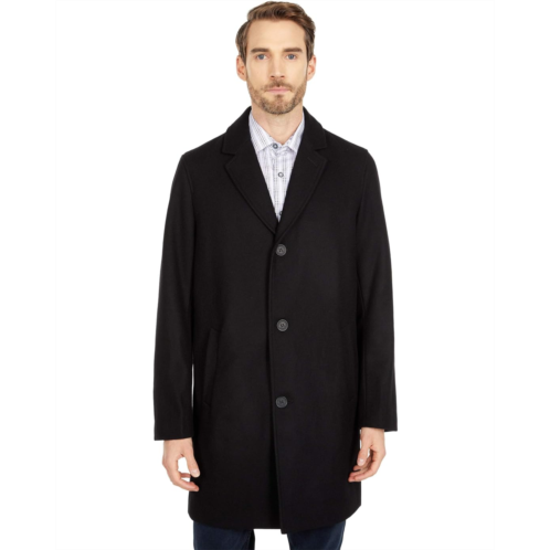 Mens Cole Haan 37 Melton Wool Notched Collar Coat with Welt Body Pockets