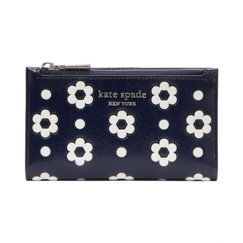 Kate Spade New York Morgan Daisy Dot Embossed Saffiano Leather Small Slim Bifold Wallet