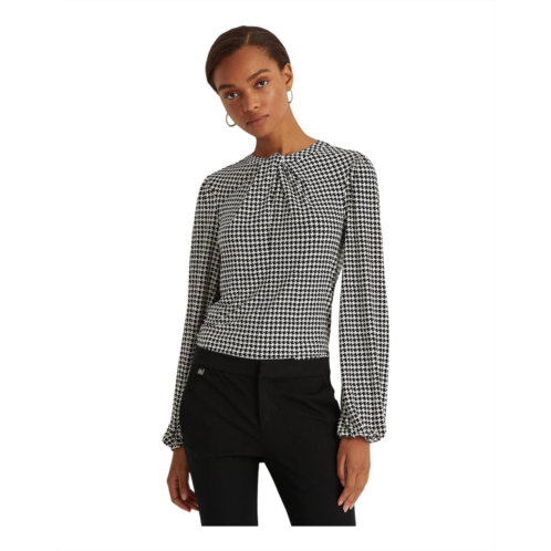 POLO RALPH LAUREN Womens Lauren Ralph Lauren Petite Houndstooth Long Sleeve Knit Top