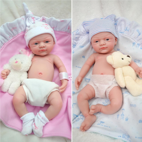 MYREBABY 12 Micro Preemie Full Body Silicone Baby Doll Girl Alisa Lifelike Reborn Doll Surprice Children Anti-Stress