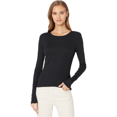 Womens Madewell Fine Ribbed Crewneck Long-Sleeve Tee