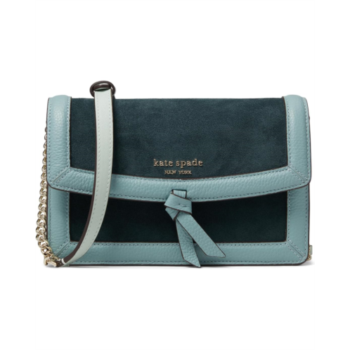 Kate Spade New York Knott Color-Blocked Pebbled Leather and Suede Leather Flap Crossbody