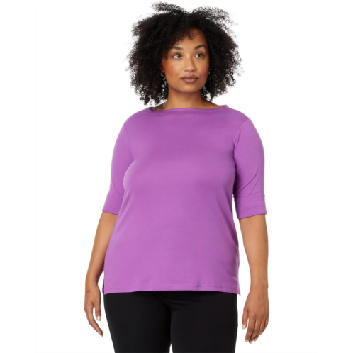 POLO RALPH LAUREN Womens Lauren Ralph Lauren Plus Size Stretch Cotton Boatneck Top