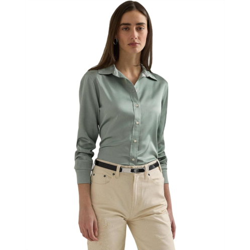 POLO RALPH LAUREN Womens Lauren Ralph Lauren Satin Charmeuse Shirt