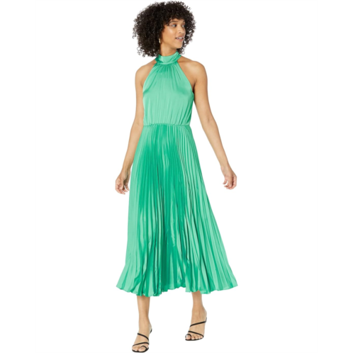 Maggy London Halter Midi Dress with Pleated Skirt