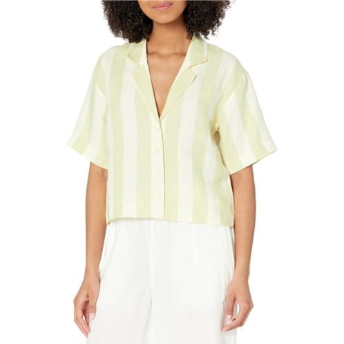 Madewell Cropped Resort Shirt - Refined Linen Stripe