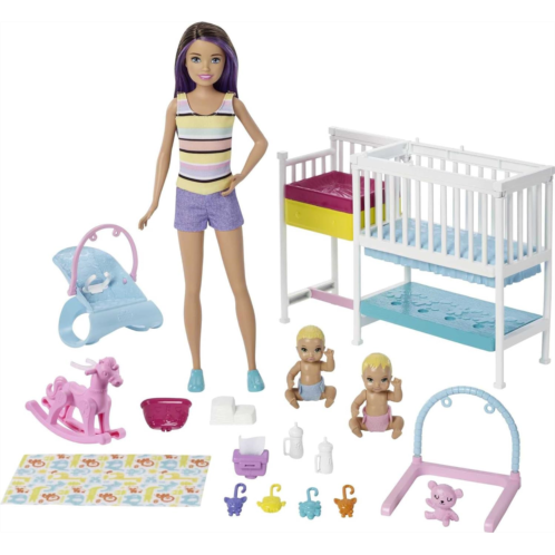 Barbie Skipper Babysitters Inc Dolls & Playset, Nap n Nurture Nursery, Skipper Doll, Baby Doll, Crib & 10+ Accessories, Working Bouncer