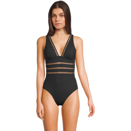 Womens BECCA Modern Edge Rib Toni Plunge One Piece