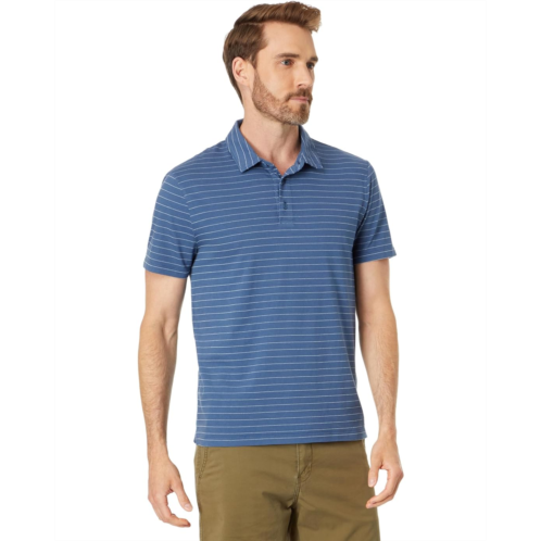 Mens Vince Garment Dye Fleck Stripe Short Sleeve Polo