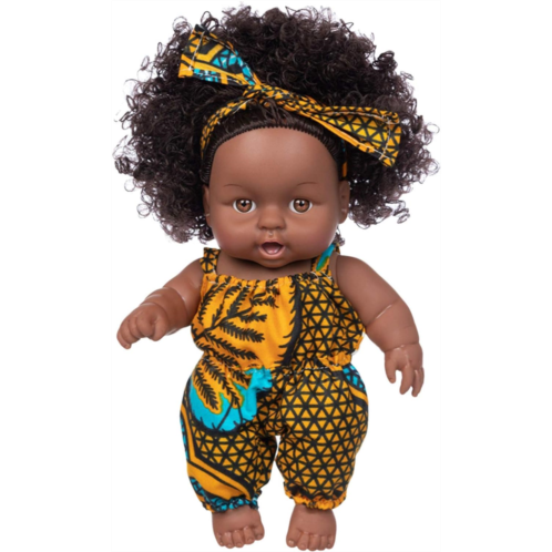 Utoimkio Cute Black Dolls 10 Inch American African ???????? Girl Dolls Toys for Kids Aged 2 3 4 5 6 7 8 9 10 Years, Kawaii Soft Reborn ???????? Toy Doll, Life Size Birthday (E)