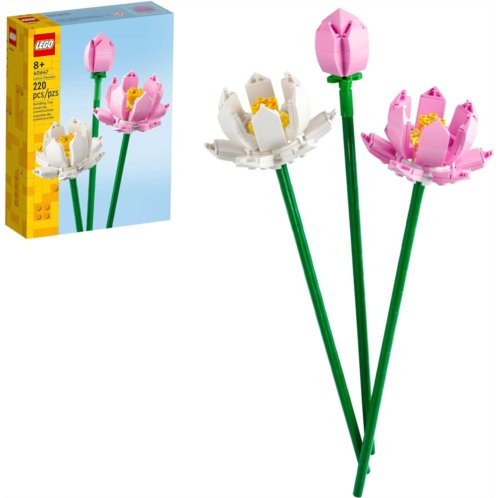 LEGO Lotus Flowers Building Kit, Artificial Flowers for Decoration, Idea, Aesthetic Room Decor for Kids, Building Toy for Girls and Boys Ages 8 and Up, 40647