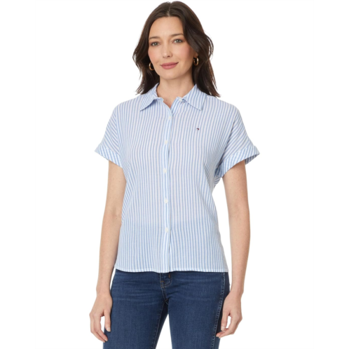 Womens Tommy Hilfiger Short Sleeve Stripe Camp Shirt