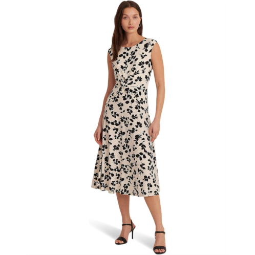 POLO RALPH LAUREN Womens Lauren Ralph Lauren Floral Belted Bubble Crepe Dress