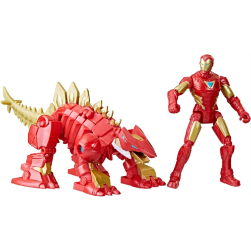 Marvel Mech Strike Mechasaurs, 4-Inch Iron Man with Iron Stomper Mechasaur Action Figures, Super Hero Toys for Kids Ages 4 and Up