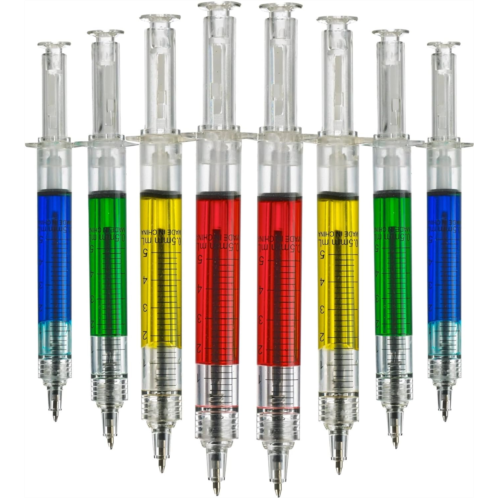 Bedwina Syringe Pens - (Bulk Pack of 24) Retractable Fun Multi Color Novelty Pen for Nurses, Nursing Student School Supplies, Birthdays, Stocking Stuffers and Toy Party Favor Gifts