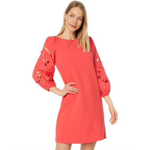 Womens Vince Camuto 3/4 Sleeve Signature Crepe Shift Dress with Embroidered Cutout