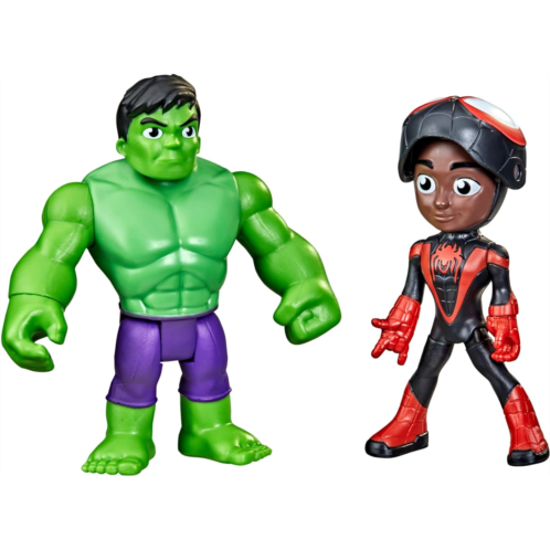 Spider-Man Spidey and His Amazing Friends Hero Reveal 2-Pack, Marvel Action FiguresMask Flip Feature, Miles Morales and Hulk