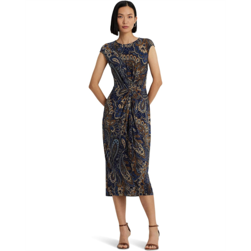 POLO RALPH LAUREN Womens Lauren Ralph Lauren Paisley Twist-Front Jersey Dress