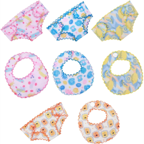 FASMAS 8 Pieces Doll Diapers and Bibs, Washable and Reusable Eco Doll Accessories, Fit 8 to 12 inches Baby Doll