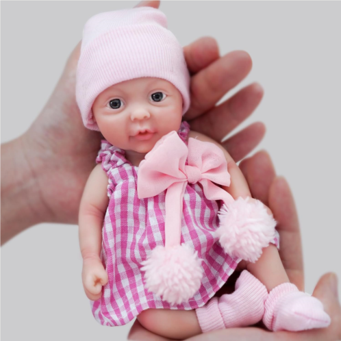Miaio Reborn Baby Doll 7 Inch Silicone Doll Girl Mini Realistic Newborn Baby Dolls Silicone Full Body Stress Relief-03
