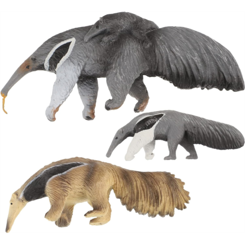 LUOZZY 3 Pcs Wildlife Model Realistic Wild Animal Toys Anteater Toy Figurine for Kids