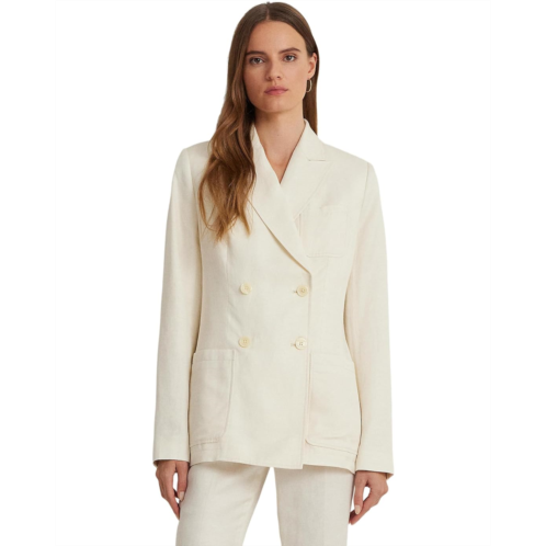 POLO Ralph Lauren Womens LAUREN Ralph Lauren Double-Breasted Linen-Blend Twill Blazer