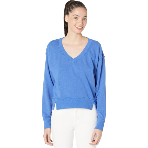 Michael Stars Camila V-Neck Crop Sweatshirt in Hermosa French Terry