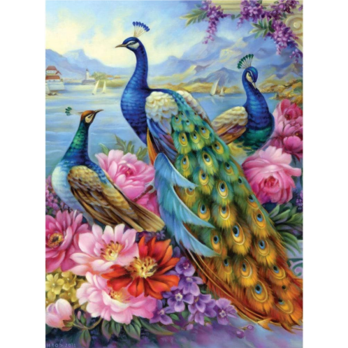 Bits and Pieces - 300 Piece Jigsaw Puzzle for Adults - ‘Peacocks 300 pc Large Piece Jigsaw by Artist Oleg Gavrilov - 18” x 24”