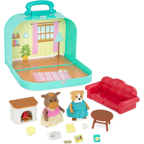 Lil Woodzeez - Portable Toy Figures Playset - Miniature Furniture & Posable Figures - Couch, Fireplace & Food - Animal Characters Included - Kids 3 Years +